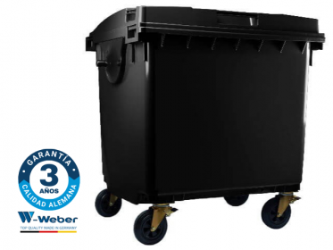 Contenedor de Basura con Ruedas 1100 Litros Negro Weber