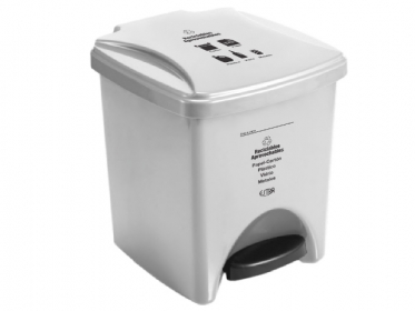Papelera Pedal 20 Litros Blanca Residuos Reciclables y Aprovechables Estra 4-1042576