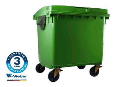 Contenedor de Basura con Ruedas 1100 Litros Verde Weber
